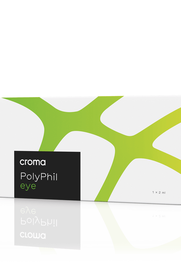 Produktabbildung PolyPhil Eye von Croma zur Behandlung der Augenpartie mit Polynukleotiden
